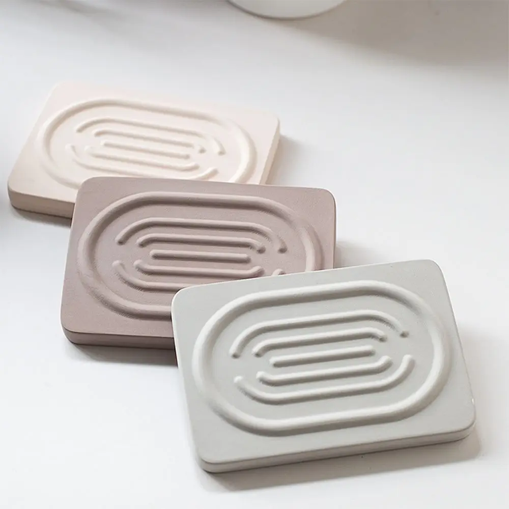 

Simplicity Diatomaceous Earth Bathroom Shelf Absorbent Solid Color Soap Drainage Tray Portable Quick-drying Soap Dish Household
