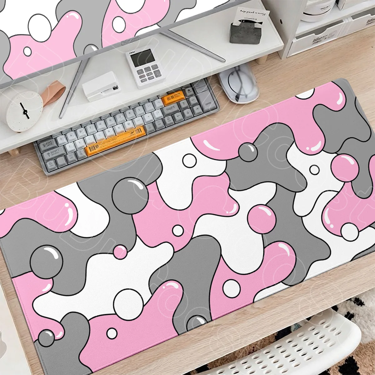 1000x500mm Blue And White Strata Liquid Mousepad Large Abstract Keyboard Mat Gaming Rug with Lock Edge Office Anti-slip Desk Pad