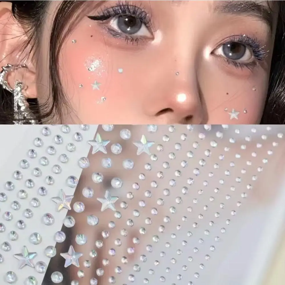 1Sheet Colorful 3D Star Pattern Stickers Suitable for DIY Holiday Party Makeup Hair Accessories Eye and Face Body Decorations