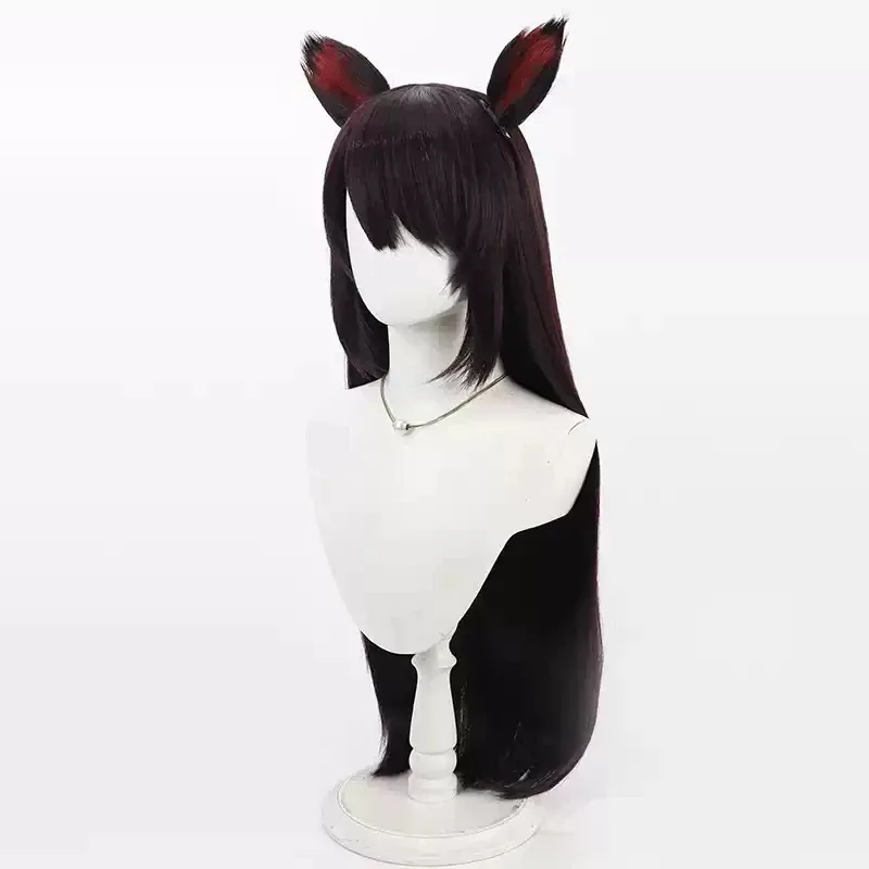 2025 aaa 가상 유튜버 이누이 토코 코스프레 가발 귀달이 기모노 80cm 긴 직모 갈색 내열성 합성 머리