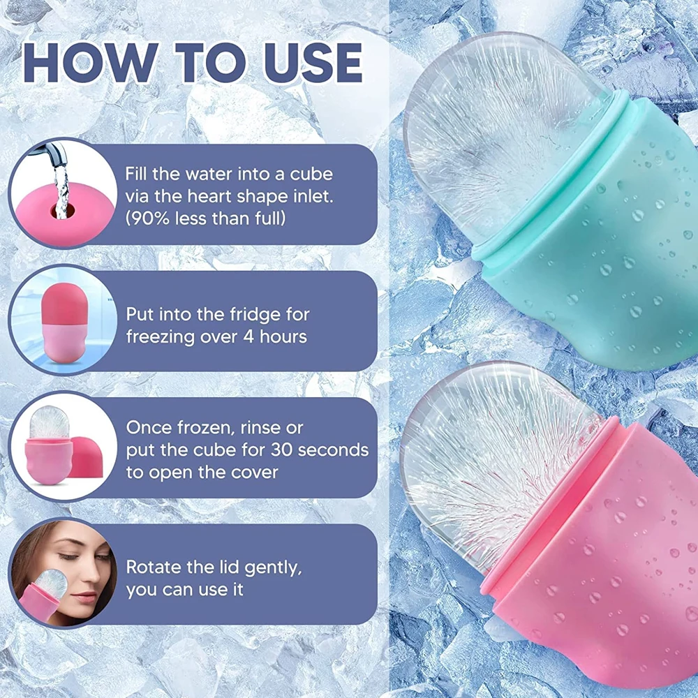 IJsroller voor gezicht, ogen en nek IJsblokjesvorm Schoonheid Huidverzorging Gua Sha Tools Verheldert de huid Herbruikbare gezichtsbehandelingshulpmiddelen