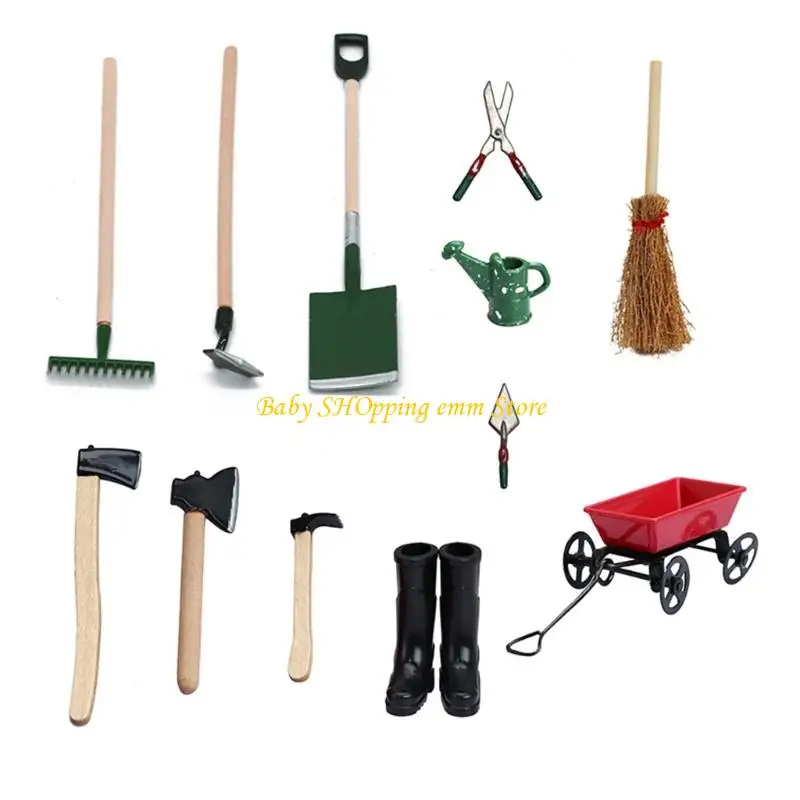 23GD Ensemble d'outils jardinage miniature poupées réalistes avec 12 outils miniatures pour 1/12 Dollhouses Scene Afficher