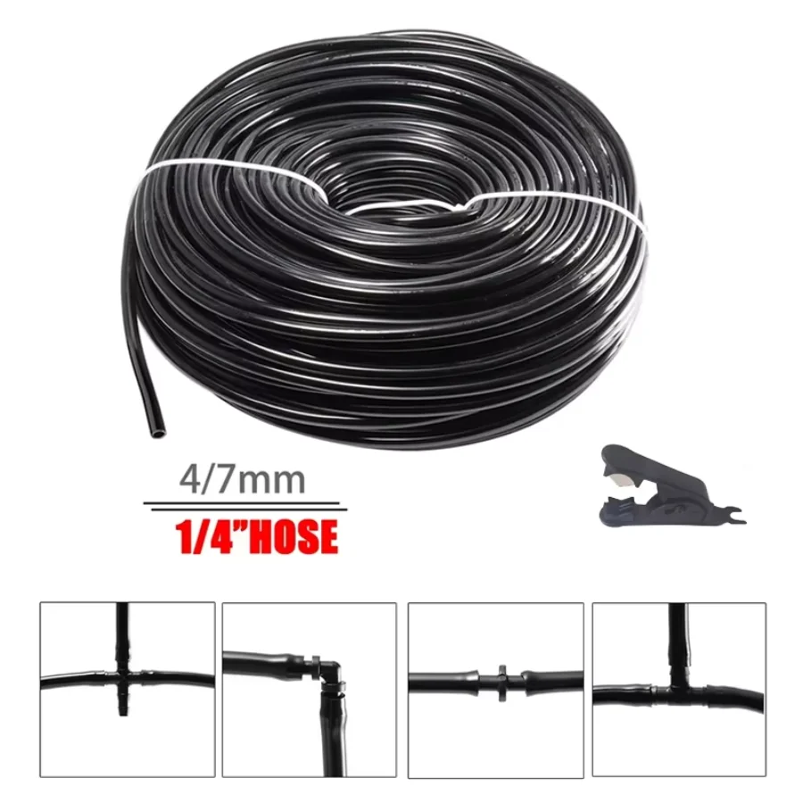 10M/20M/30MGarden Watering 4/6mm Hose Micro Drip Irrigation Water Tubing with Cutter Greenhouse Bonsai Plant Drip Pipe