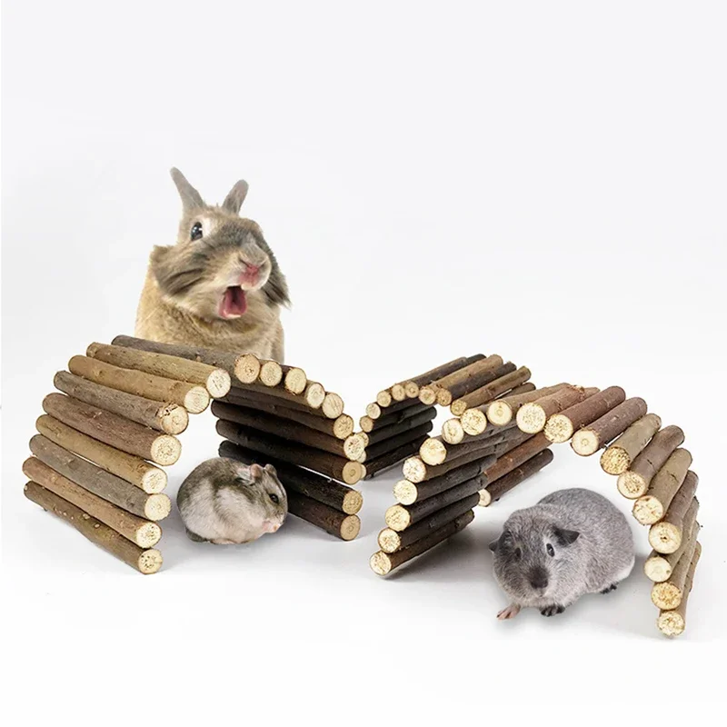 Small Pet Molar Willow Branch Rabbit Accessories Hamster Molar Supplies Totoro Climbing Ladder Fence Arch Bridge Toy D9106