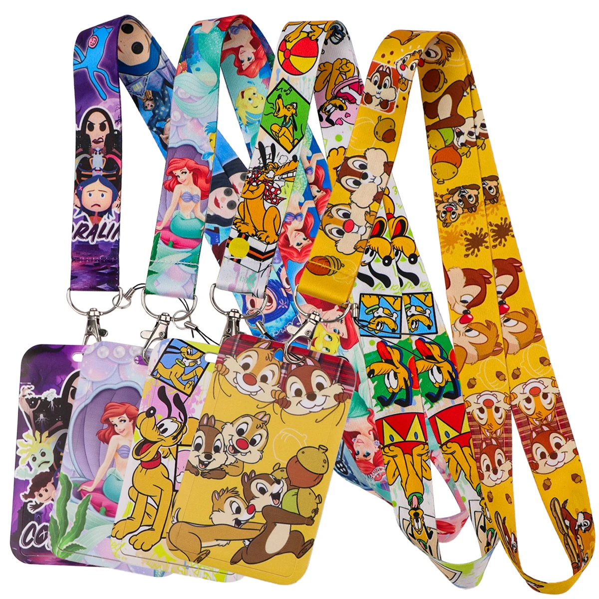 

Kawaii Squirrel Lanyard For Keys Chain Beautiful Little Mermaid Card Cover Badge Holder Keychain for Keyring Jewelry Gifts