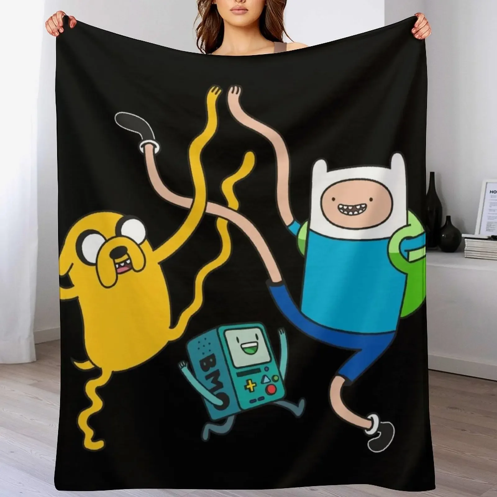 

Finn Jake BMO Party Throw Blanket Nap Thermal Flannel Fabric anime Blankets