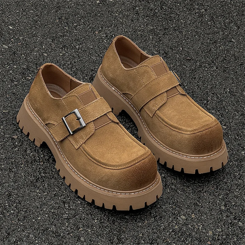 large size mens casual outdoors desert shoes slip-on cow suede leather shoe cowboy tooling work sneakers big toe trendy footwear