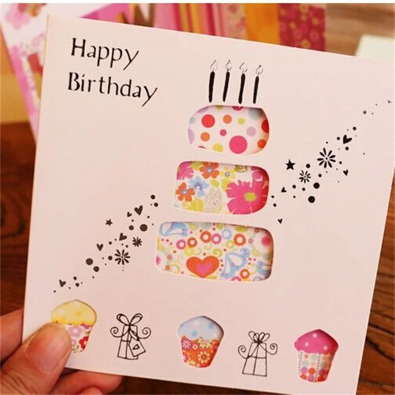 

3 PCS Multicolor Printing Hollow Flowers Plant Greeting Cards for Happy Birthday Party Blessing Message Postcards Gift Card