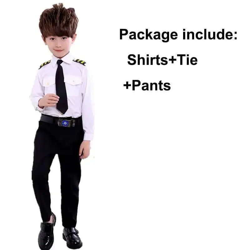 Kinderdag Pilot Uniform Stewardess Cosplay Halloween-kostuums voor kinderen Vermomming Meisje Jongen Kapitein Vliegtuigen Fancy Kleding