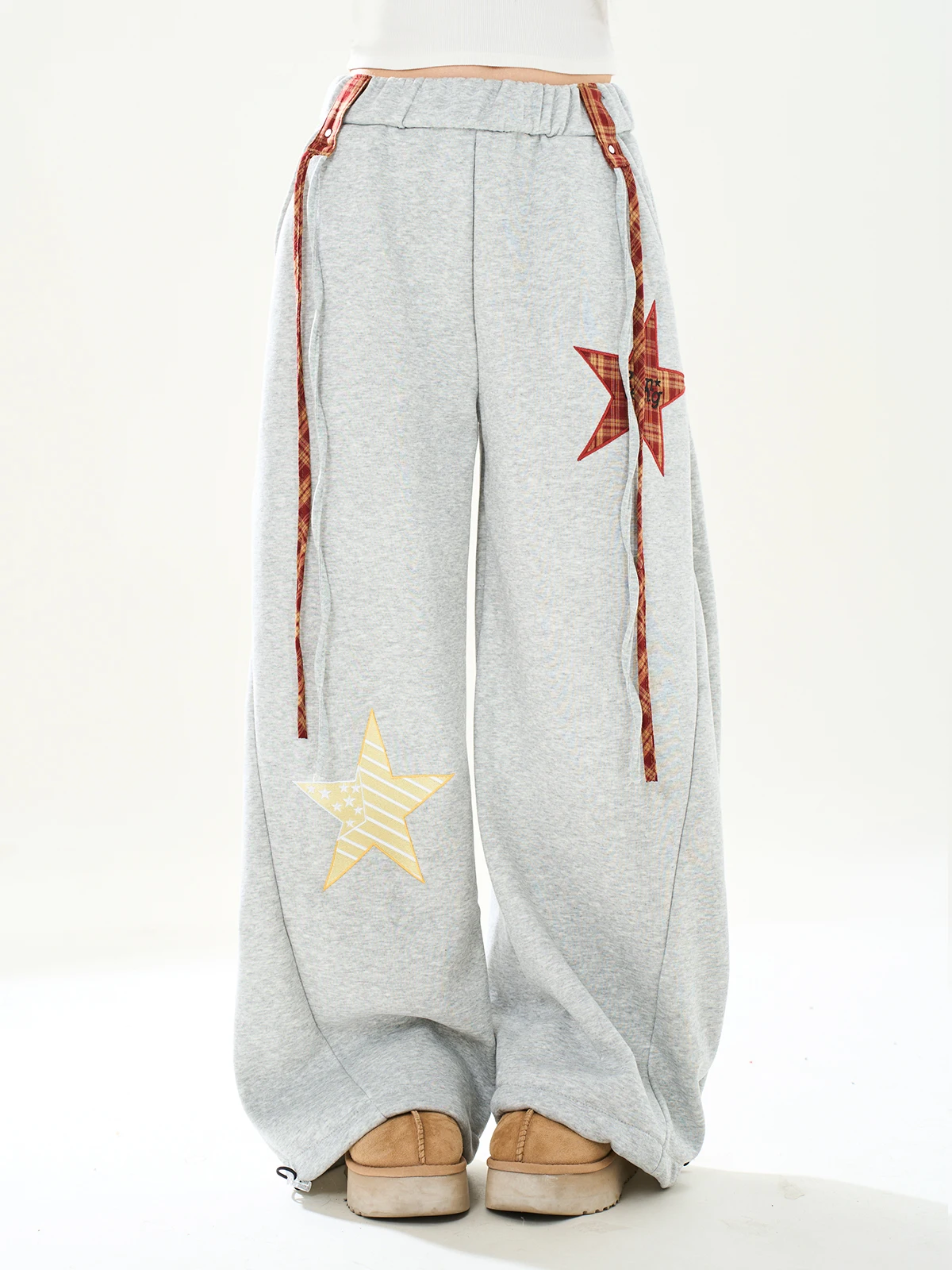 

Женские повседневные брюки ENJOG American Sle Star с поясом, на подкладке, свободного кроя, прямые, широкие штанины, осень-зима, новинка...