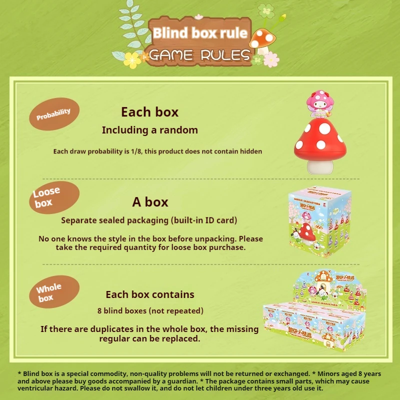Sanrio Family Mushroom Elf Blind Box Kuromi Hellokitty Desktop Ornament Pochacco Trend Toy Model Collect Children Birthday Gift