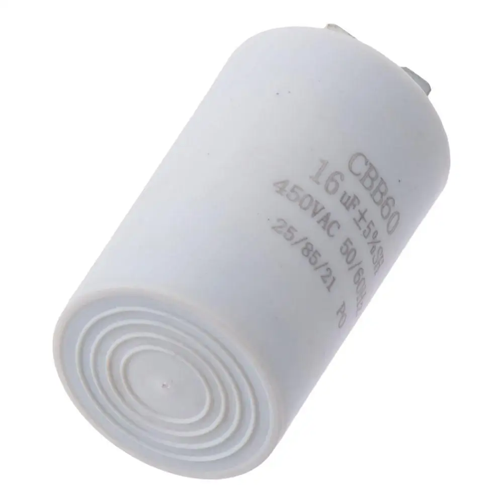 CBB60 Run Capacitor 16uF 450V AC Double Insert 50/60Hz Cylinder 72x40mm White for Air Compressor Water Pump Motor