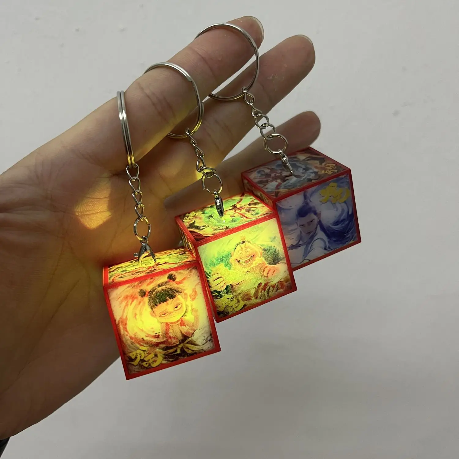 Nezha 2 Character Figure Nezha theme Key Chain LED Lighting Cube 3/5 PCS