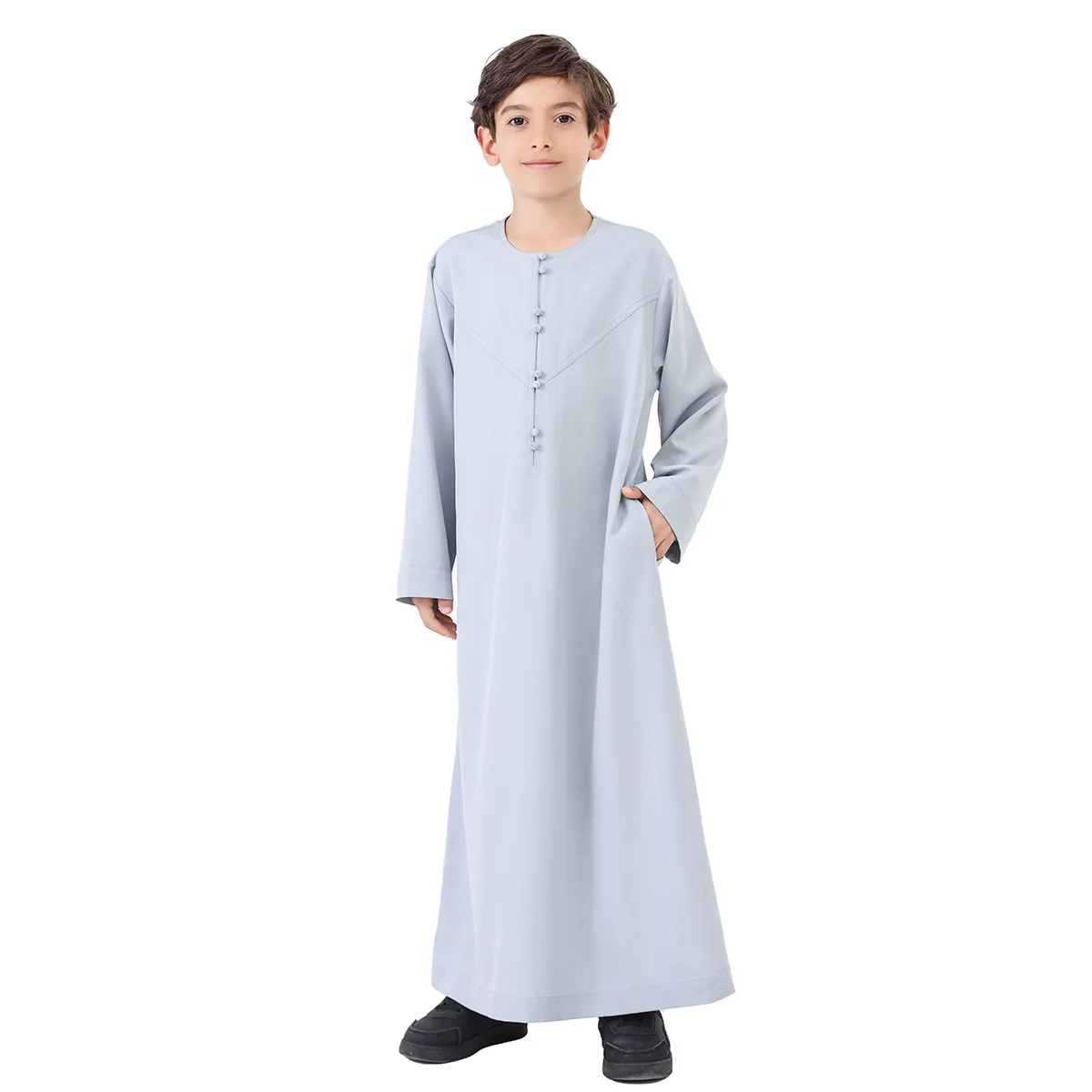 Новинка 2023 года, детский летний мусульманский халат Thawb для подростков, детская арабская народная одежда для мальчиков, однотонный национальный наряд для детей 5–14 лет