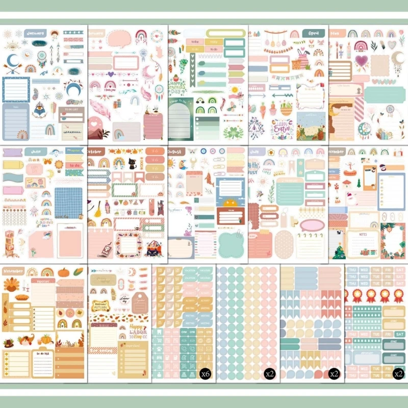 

Adhesive Planner Sticker Scrapbooking Decorative Sticker For Journals Calendar H8WD