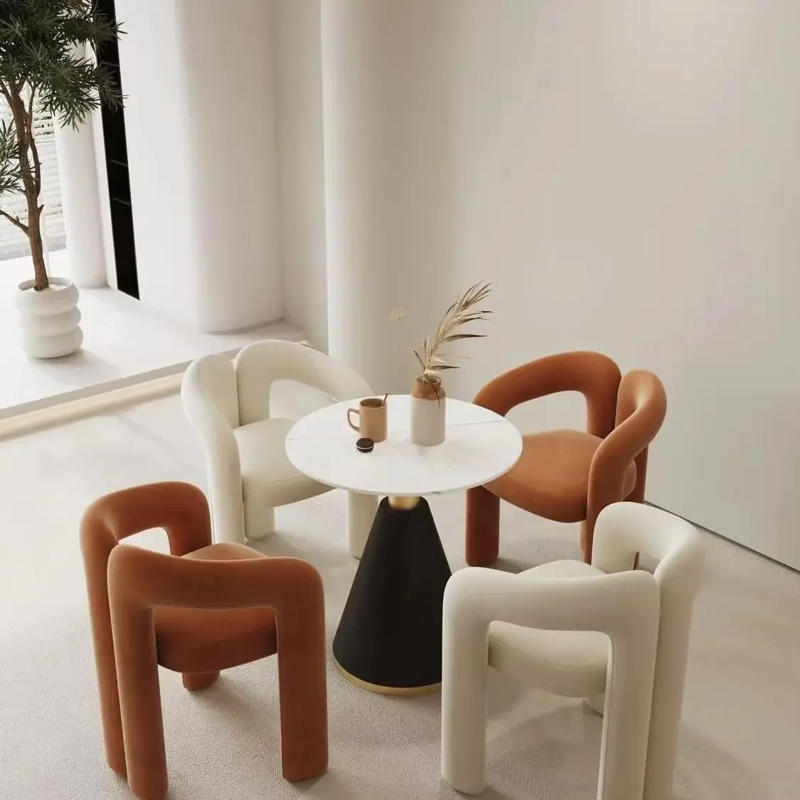 Moderne designer luxe meubelstof eetkamerstoelen woonkamer vrije tijd