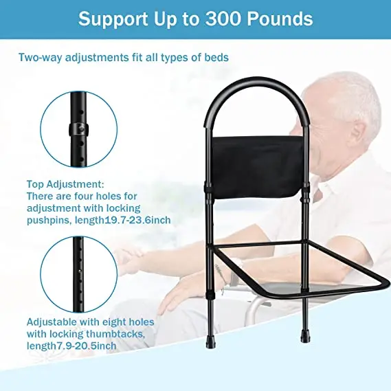 درابزين سرير قابل للتعديل مع جيب تخزين لكبار السن عالي الجودة #6