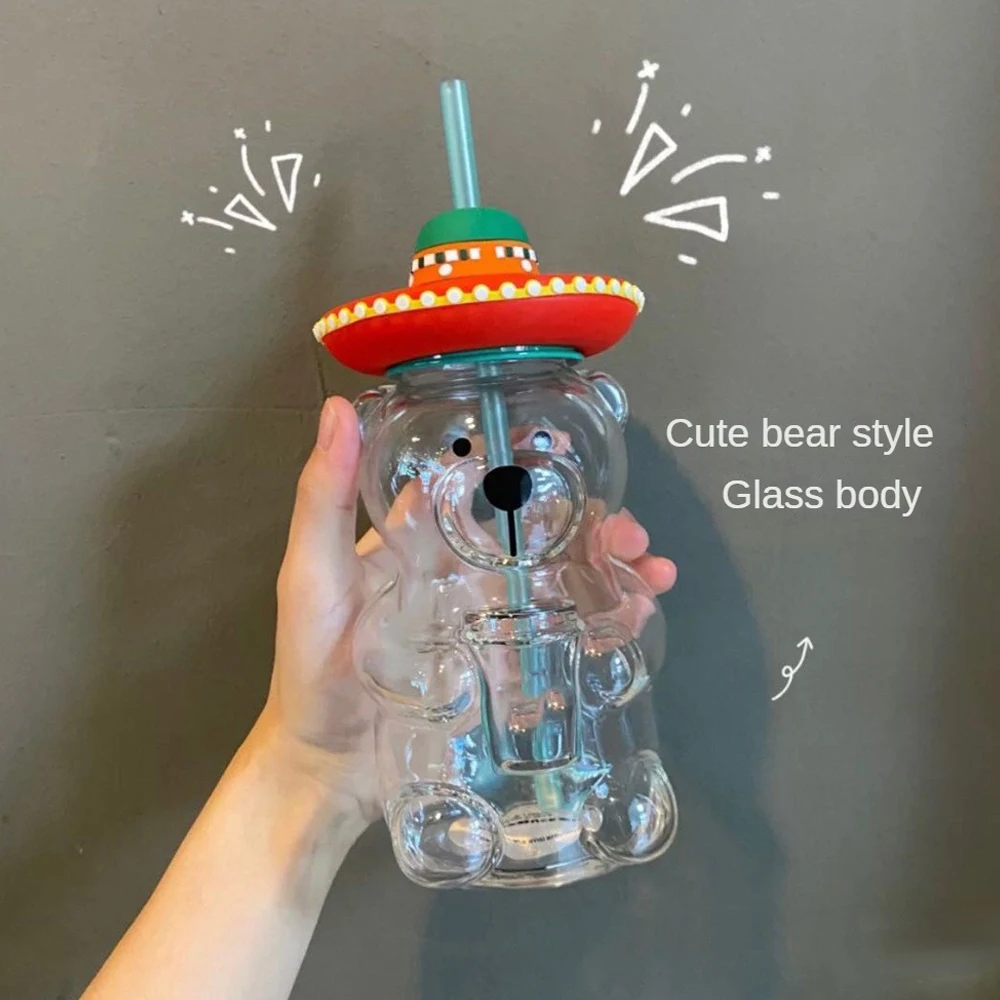 Milk Cup Unique Design Lovely Appearance Durable There Must Be Reusable Demand Cute Bear Glass Glass Water Cup Multi-function