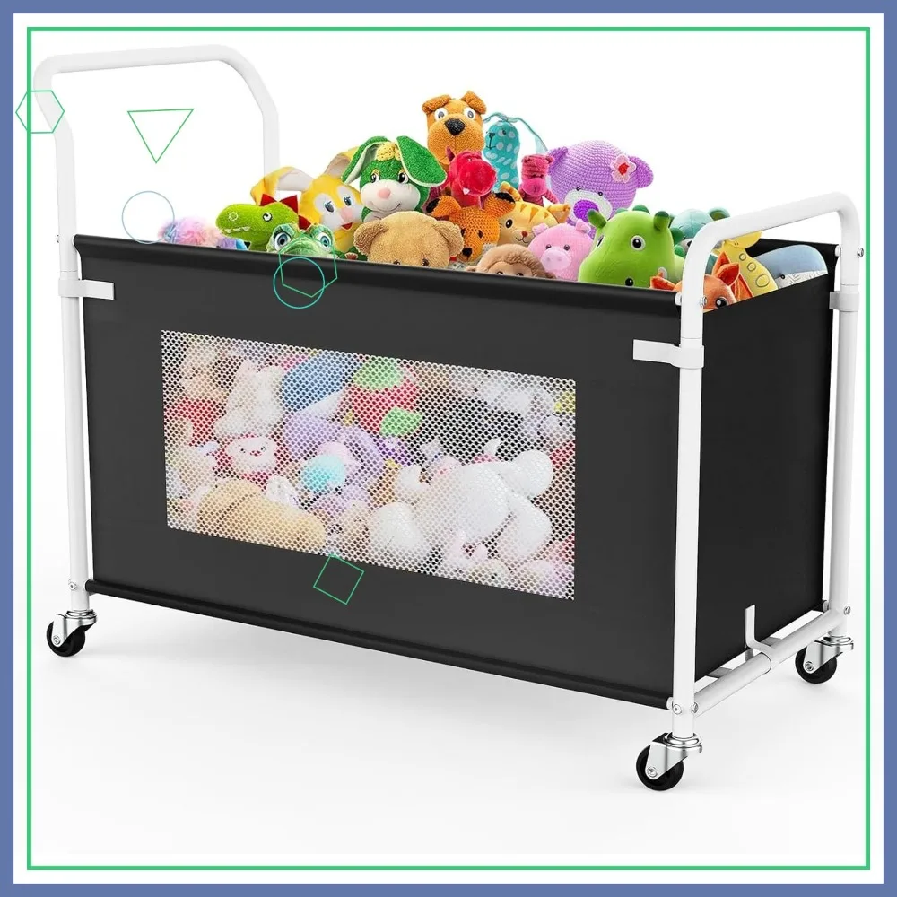 

Очень большая коробка для игрушек на 360°. ° Вращающиеся колеса, сверхмощное хранилище для детских игрушек, одежды и черного цвета.