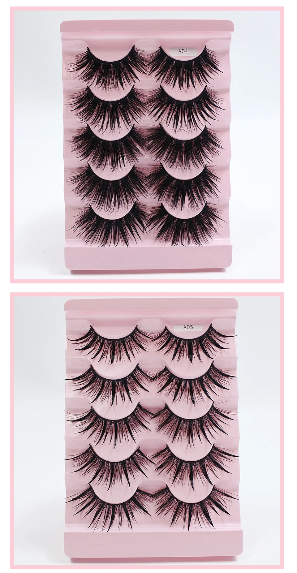 5 Paare weibliche Cosplay gefälschte Wimpern koreanisches Make-up neuen Stil nasse Spikes 3d Wimpern Bulk Großhandel Manga Wimpern – Detail 5