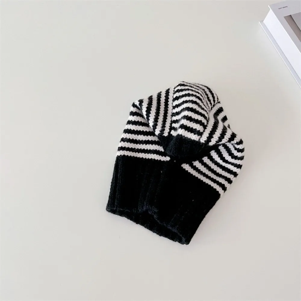 

Striped Design Winter Scarf Hooded Style Ear Protection One-Piece Hat Balaclava Shape Knit Material Knit Ear Protection Hats