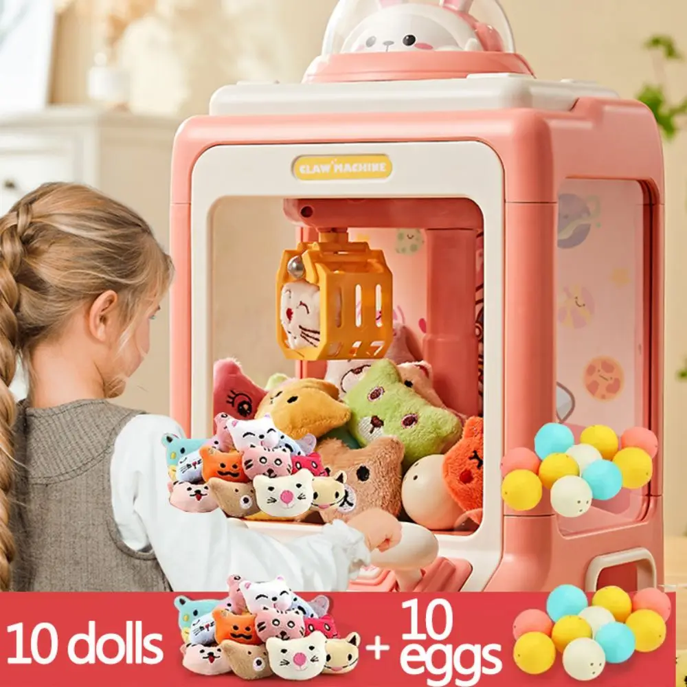 Automatic Doll Machine Toy for Kids Mini Cartoon Coin Operated Play Game Claw Crane Machines with Light Music Children Toy Gifts