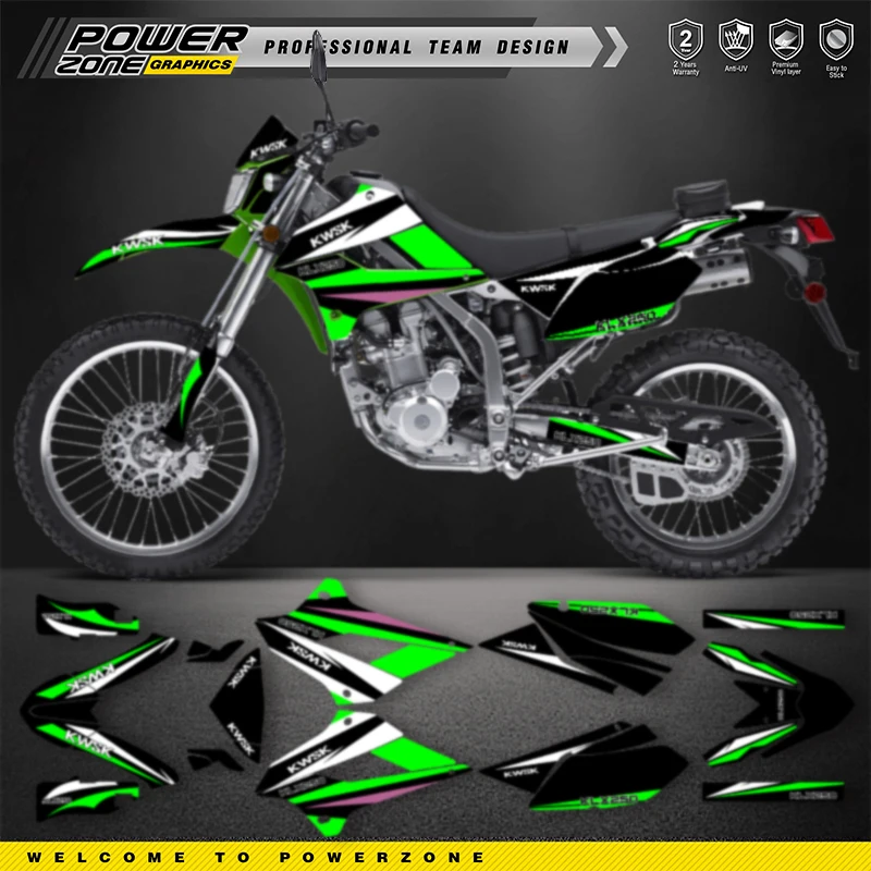 

PowerZone Custom Team Graphics Backgrounds Decals For 3M Stickers Kit For Kawasaki KLX250 2008-2021 KLX Motorcycle 05