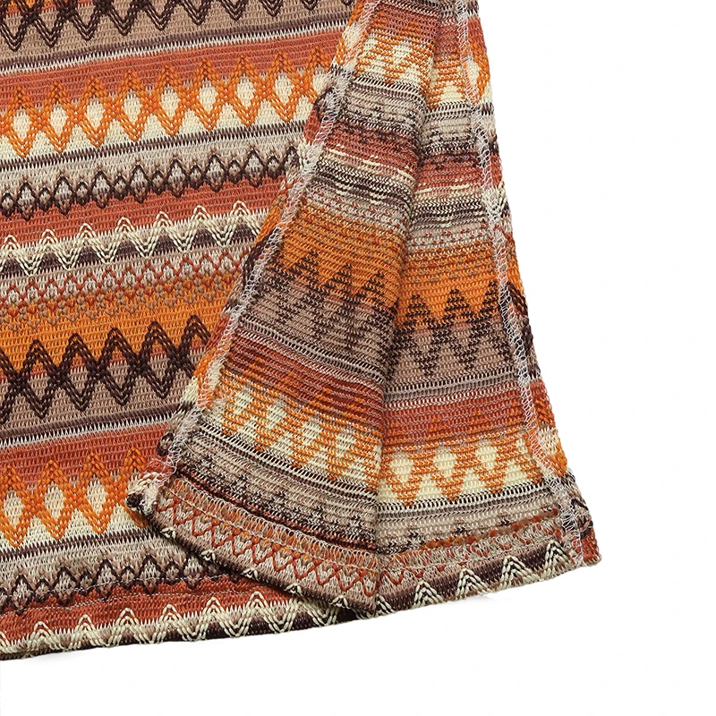 Women's Brown Striped Knit Cami Midi Dress Summer Boho Casual Party Vacation Slim Fit Ethnic Style Fashion