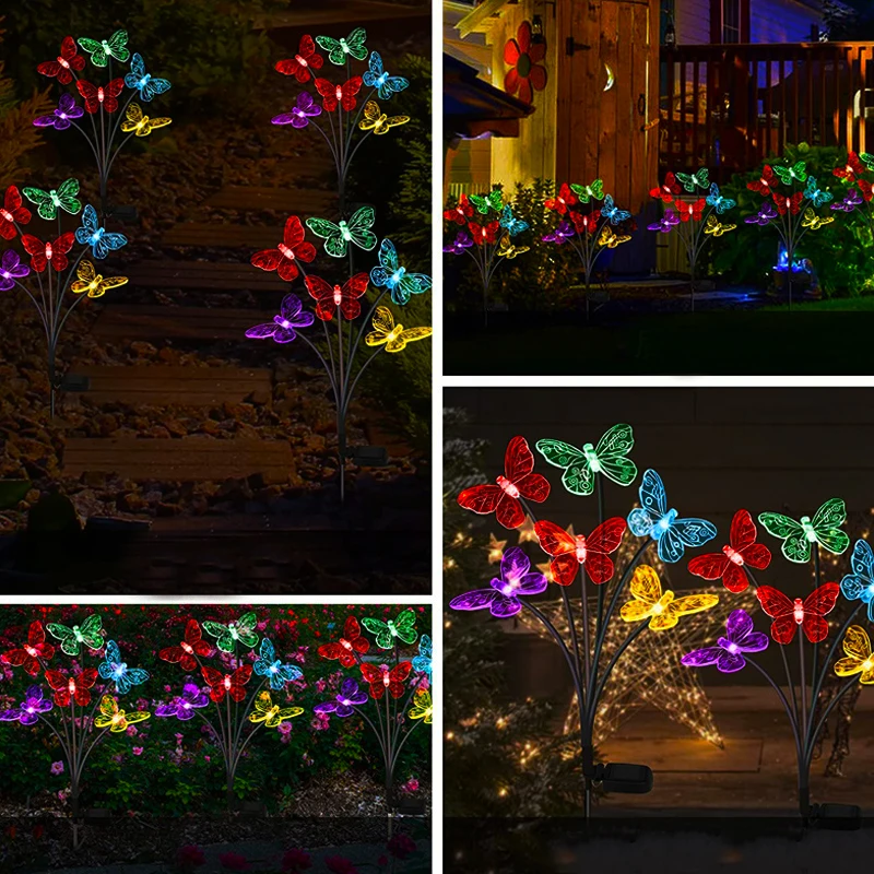 Solar Butterfly Lights Outdoor 6LED Garden Decor Bee Ball Solar Lawn Light Waterproof Stake Lights For Yard Pathway Patio