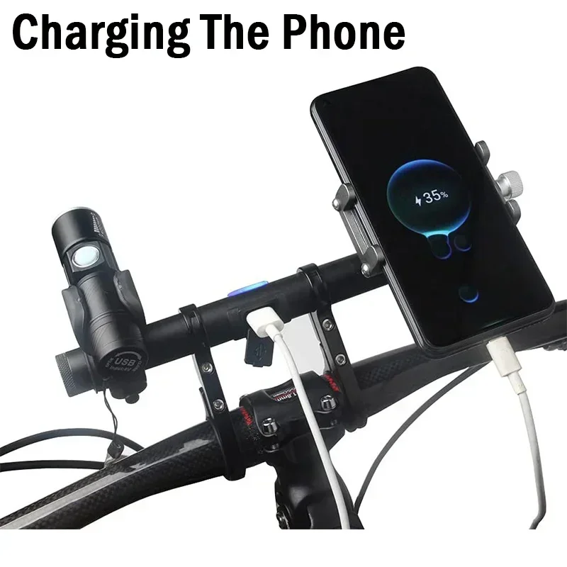 USB Charging Bike Handlebar Extended Bracket Bike Mount Bar Computer Holder Support Rack Alloy Stand Double Frame Bicycle Clip