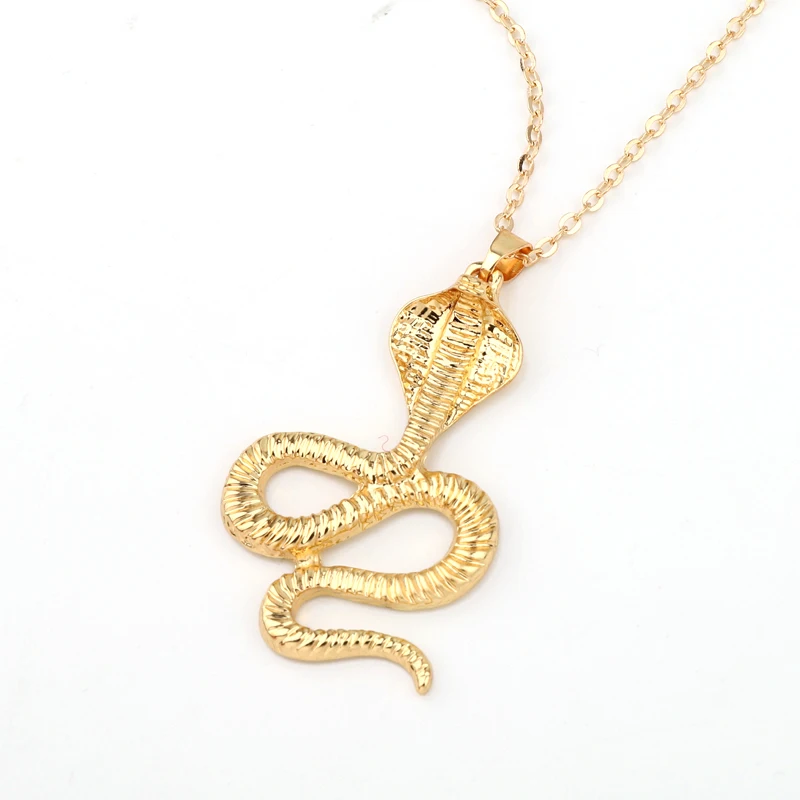 Dayoff Indian Gothic Gold Color Animal Cobra Pendant Necklace Women Men Stripe Snake Chain Necklace for Female Link Chain N6