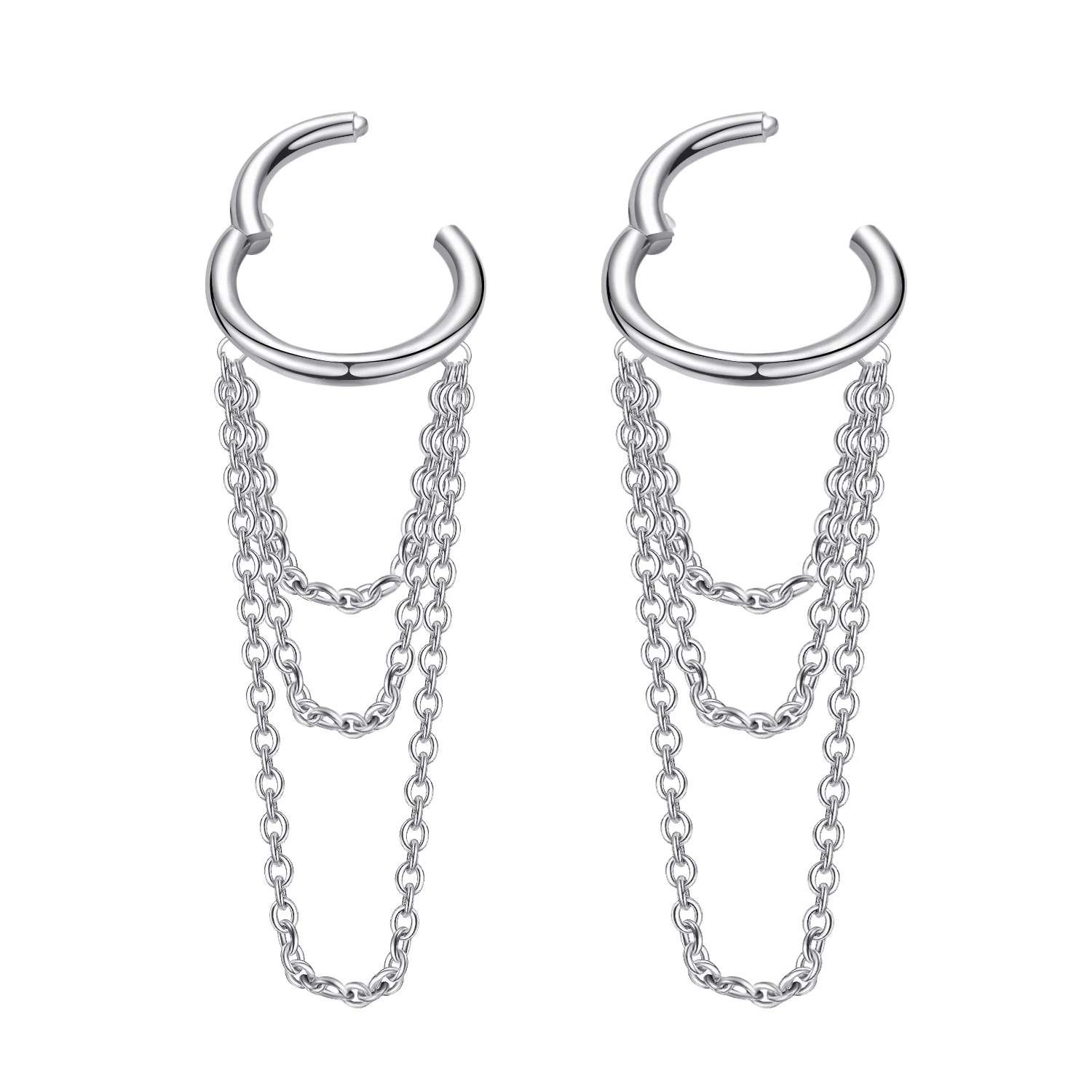 16G Surgical Steel Cartilage Hoop Helix Piercing Jewelry with Chain Dangle Earrings for Women Girls