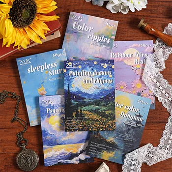 子供のためのDIY素材紙、油絵スタイル、レトロなオイルライトレインカラー、6つのスタイル