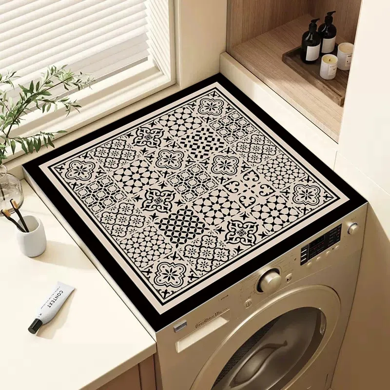 VIKAMA Vintage Kitchen Drain Mat Non-Slip Absorbent Washing Machine Cover Microwave Coffee Machine Top Protector Home Decor