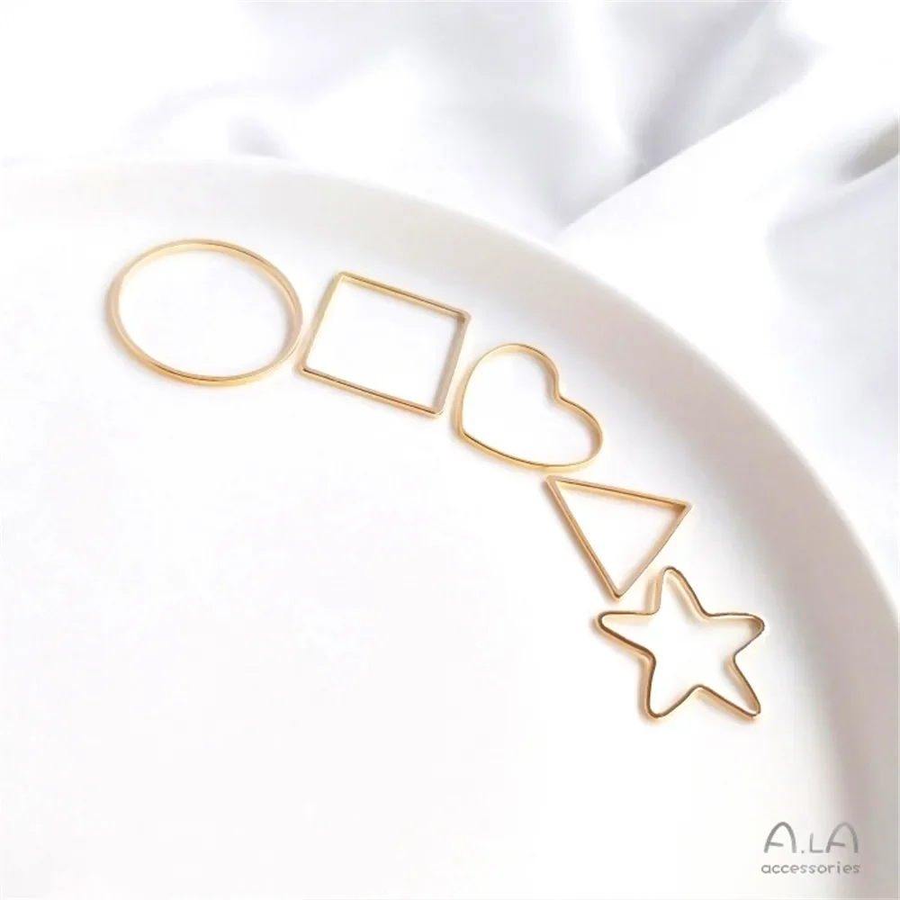 14K Gold Plated Love five stars circle circle square triangle geometry ring ring hanging ring DIY ear pendant accessories