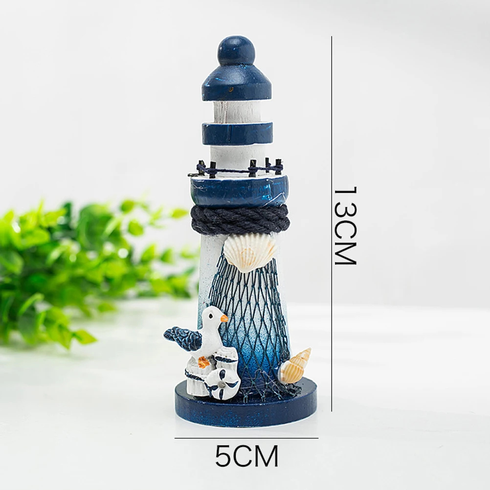 

4Pcs Exquisite Wooden Lighthouse Statues Mediterranean Design Tabletop Decoration Sturdy Fine Craft for Special Occasions