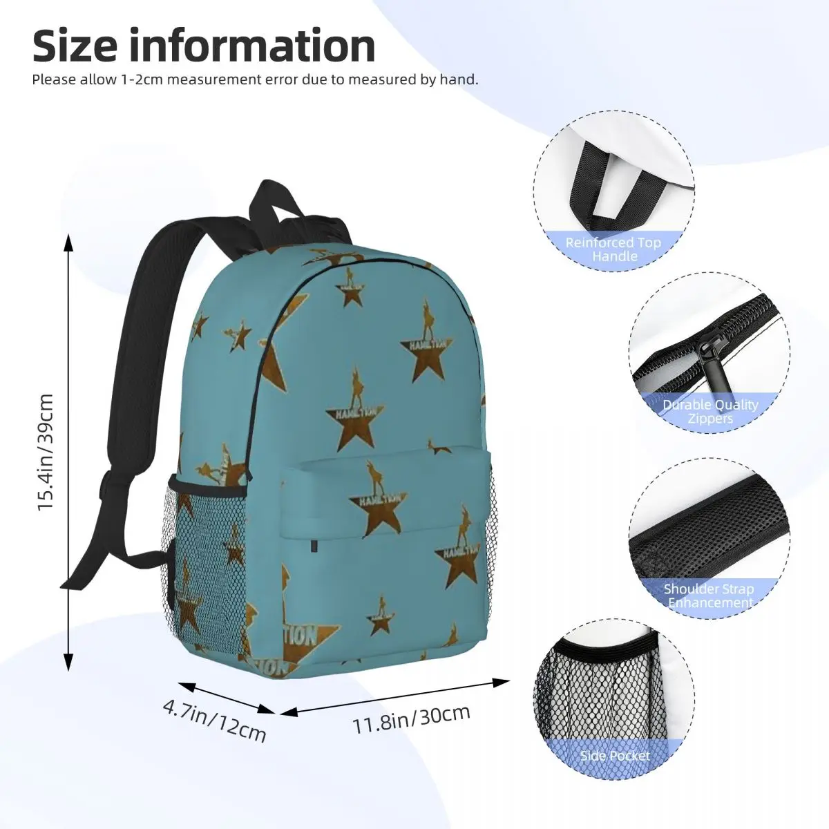 Hamiltion An American Musical. Backpacks Boys Girls Bookbag Casual Children School Bags Laptop Shoulder Bag Large Capacity