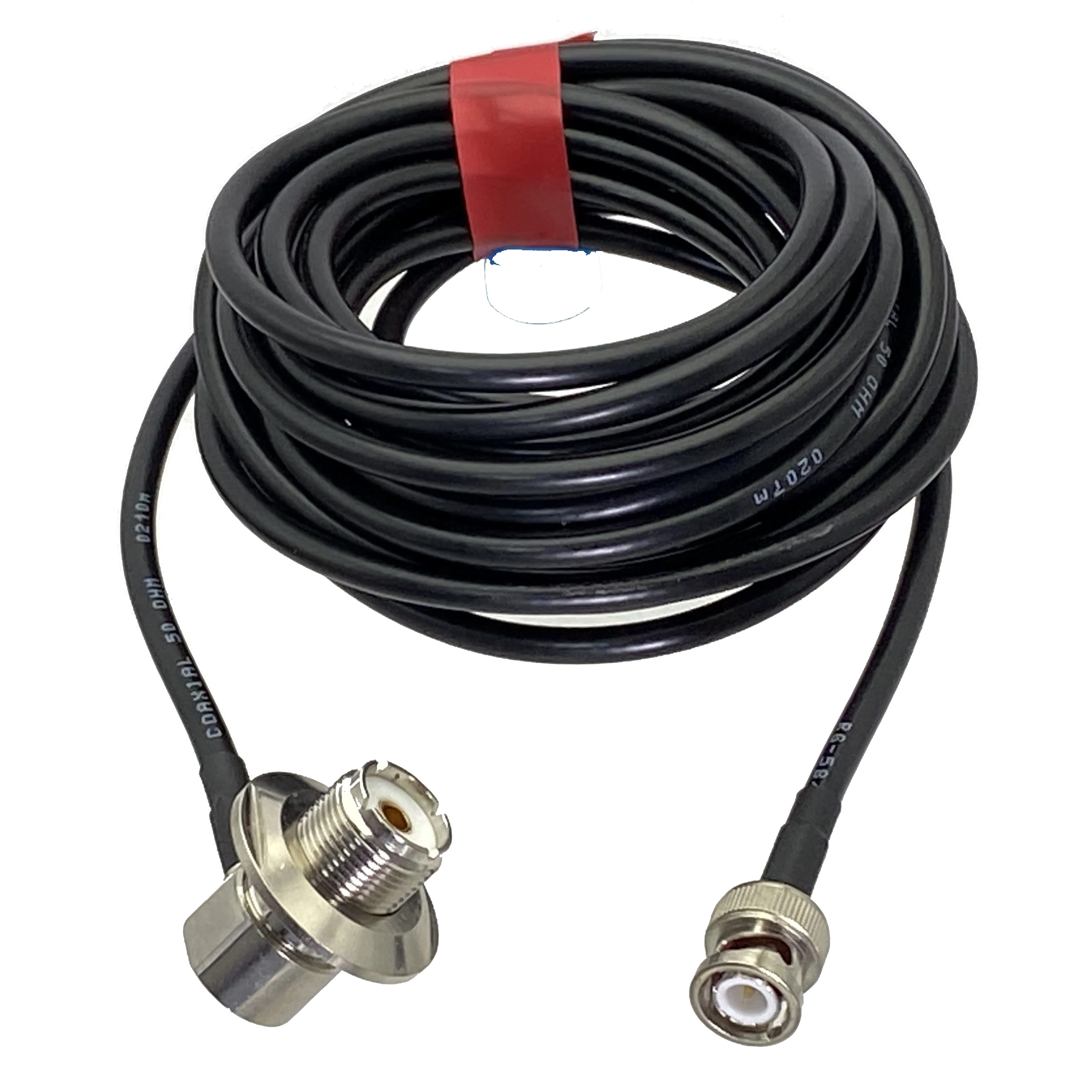 Kabel RG58 BNC wtyk męski do UHF SO239 żeński jack nakrętka grodziowe złącze kątowe 50ohm RF kabel połączeniowy 6 cali ~ 10 m