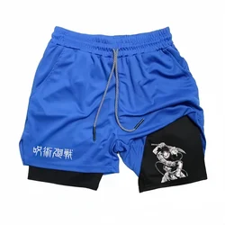 Anime Performance Shorts Toji Gedrukt Heren GYM Casual sportshorts Workout Running Mesh 2-in-1 sport korte broek