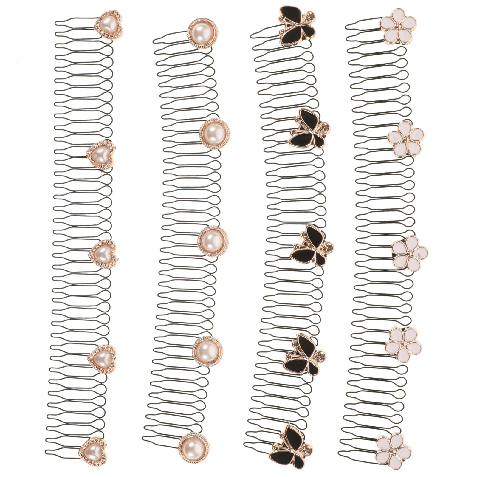 

4 Pcs Broken Hair Organizer Comb Holder Invisible Clip Ties Metal Clips Finishing Fixer Zinc Alloy Back Wide for Wavy Miss