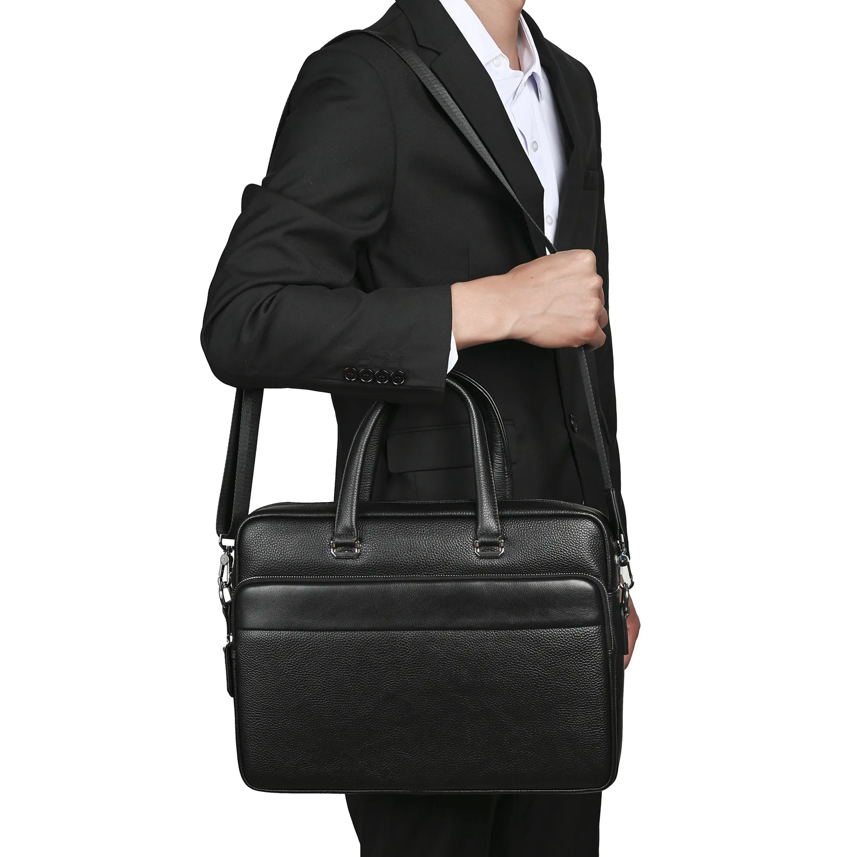 2025 جديد فاخر جلد طبيعي للرجال حقيبة متعددة الوظائف سعة كبيرة حقيبة لابتوب ركاب حقيبة يد حقيبة كتف مفردة