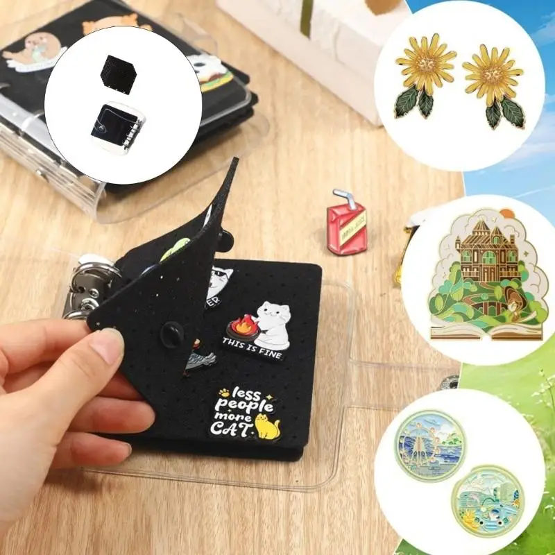 

D46E Portable Felt Pin Holder For Brooches Jewelry Organiser Book Foldable Brooch Collection Display Supplies