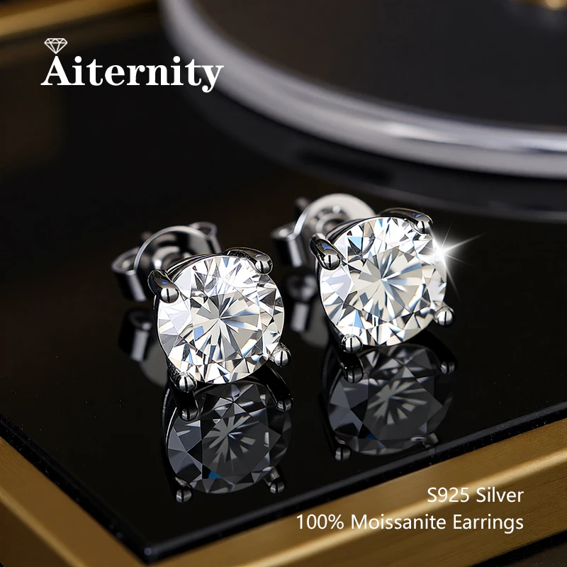 18K vergoldete 0,1-2CT Moissanit Ohrstecker für Männer Frauen S925 Silber Pass Diamond Test Hochzeitsgeschenk