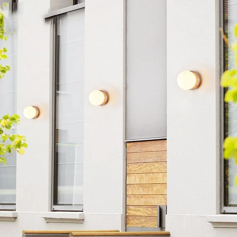 Luma Lampada da parete in stile nordico Lampada da parete in materiale di pietra per giardino Esterno Decorazione del balcone Apparecchio di illuminazione Luce domestica rotonda