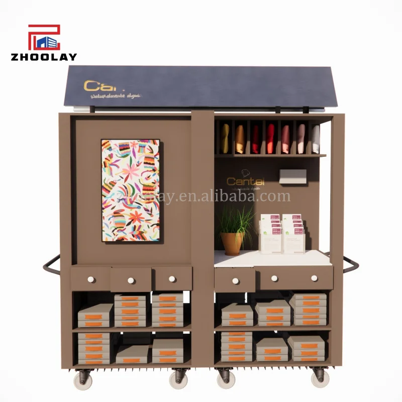custom.Customized Book Newspaper Record and Disk Kiosk Trade Show Shed Selling Cart With Wheels