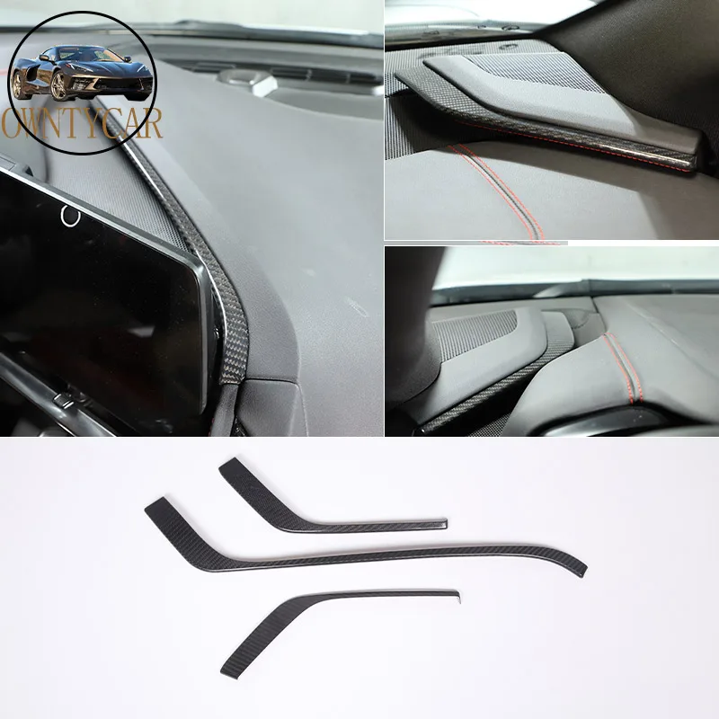 Real carbon fiber Car Center Console Dashboard Panel Cover Trim Sticker Car Accessories  For Chevrolet Corvette C8 Z06 2020-2023