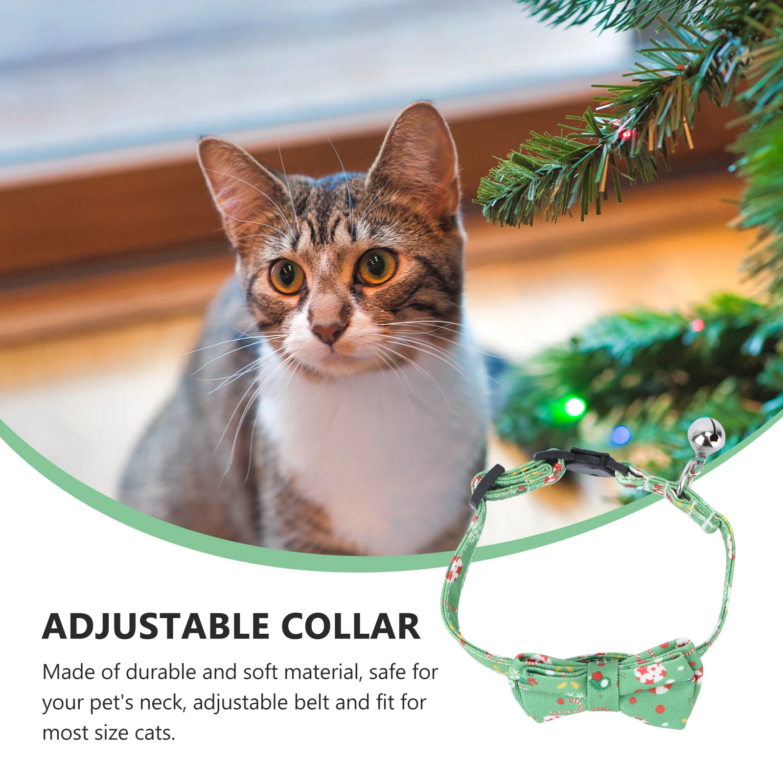 

Christmas Cat Collar with Bell Bow Tie Adjustable Neck Strap Pet Necklace Christmas Pet Collar Cat Necklace