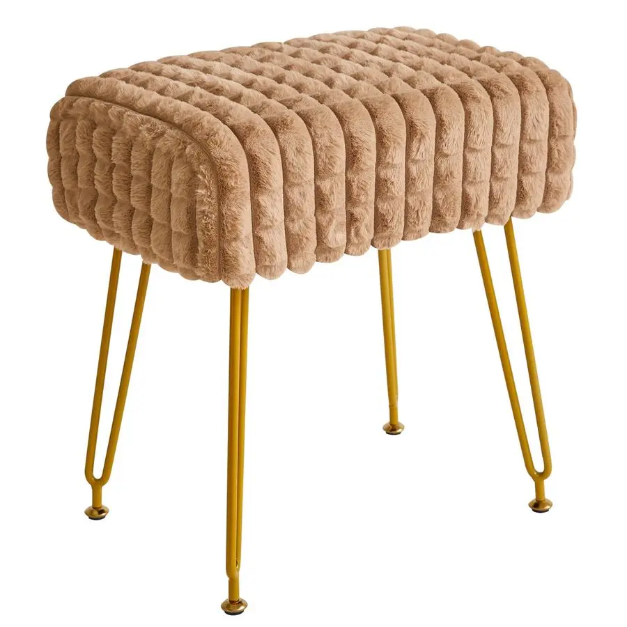

Прямоугольный табурет с подставкой для ног, табурет для макияжа, приставной столик, бархатное сиденье для туалетного столика, табурет для ног, золотая сталь L