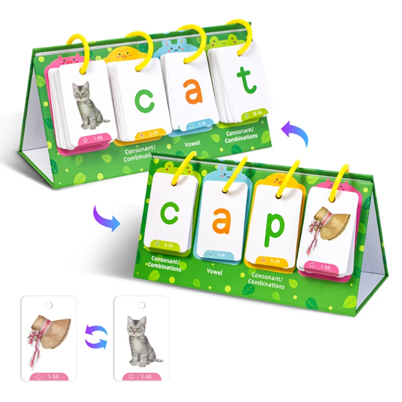 Chart Word Builder Sight Words Activity Learning Tool Speech Therapy Special Education Kids CVC Words Flashcards Phonics Flip