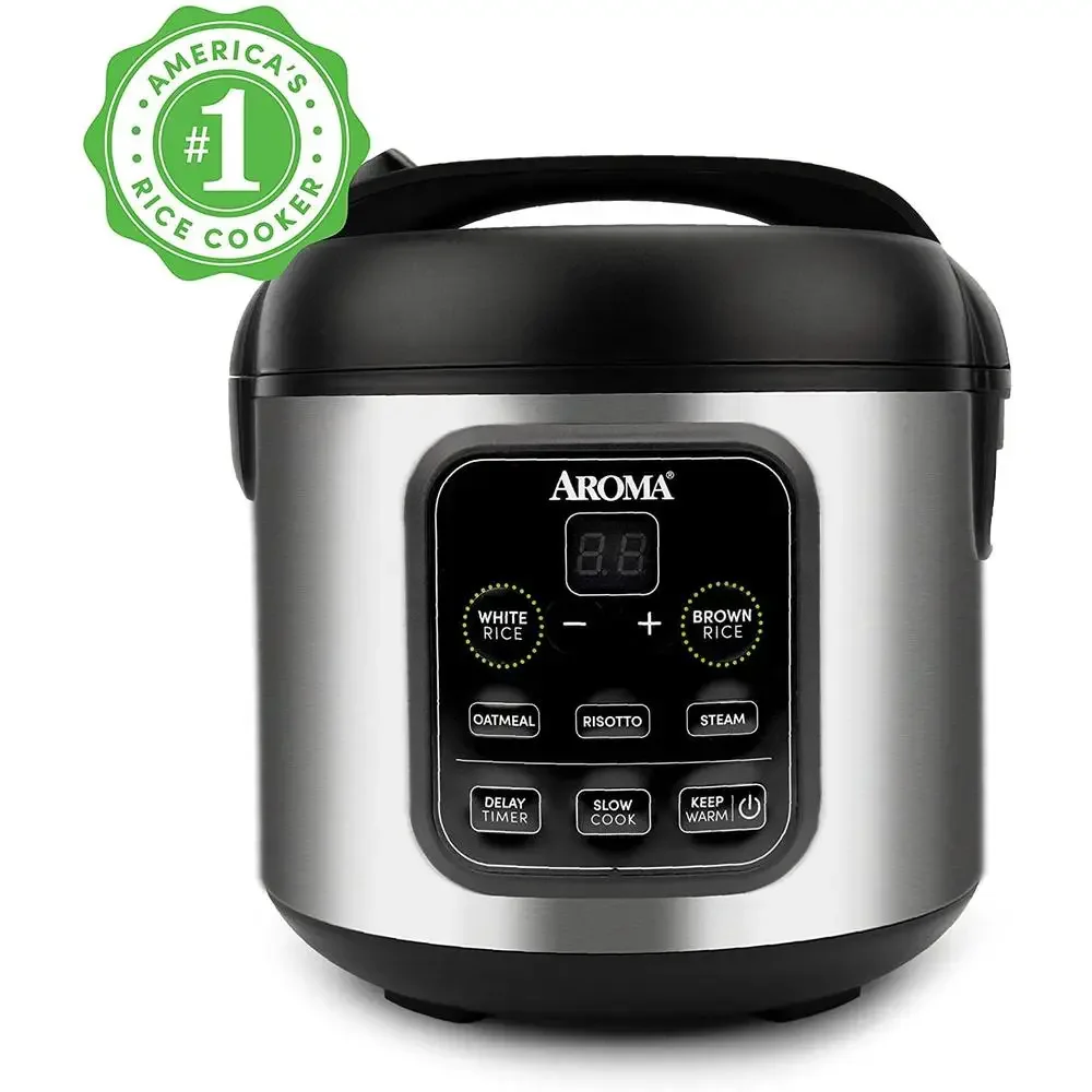 Digital Rice & Grain Multicooker 8-Cup Cooked)/2Qt. Black ARC-994SB Steam Tray Slow Cook Function Perfect Families Easy Cleanup